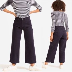 EVERLANE The Wide Leg Crop Pant in Navy, Size 10 Short